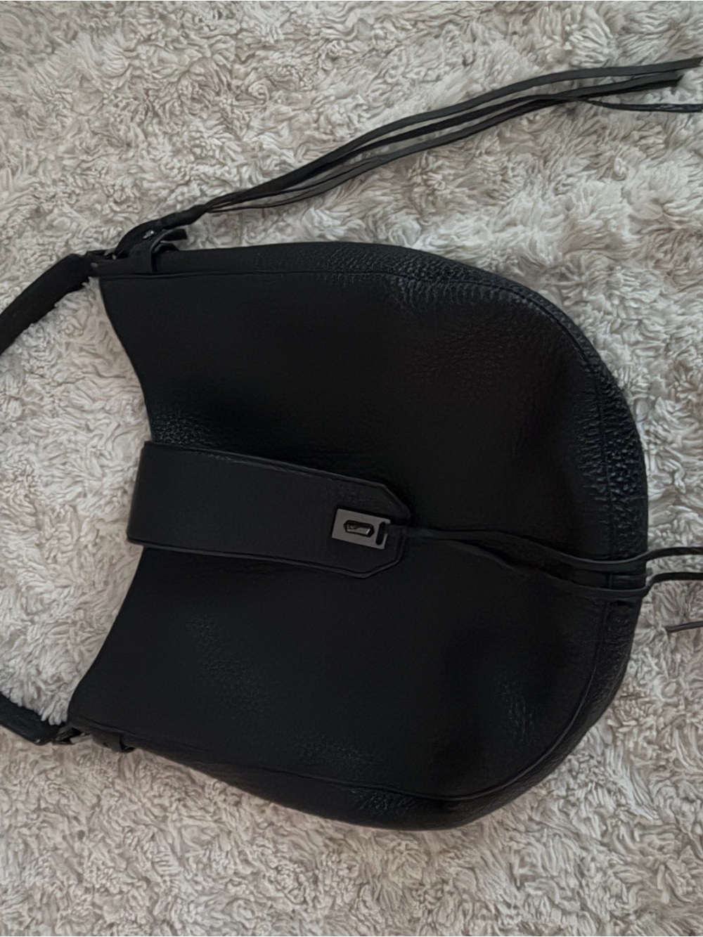 Rebecca Minkoff Black Curved Leather Shoulder Bag